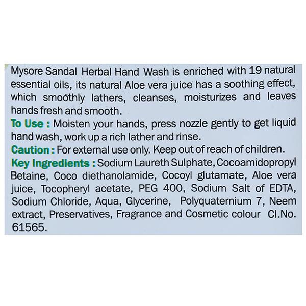 Mysore Sandal Herbal With Moisturizers Handwash 250 ml - Image 4